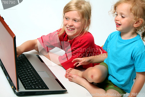 Image of Playing on laptop