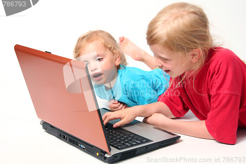 Image of Playing on laptop