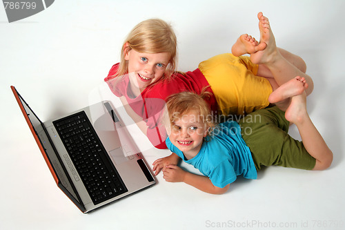 Image of Playing on laptop