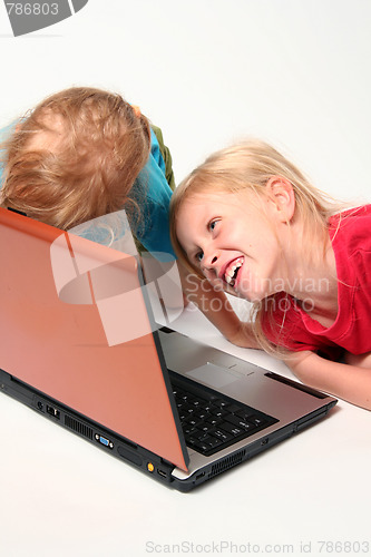 Image of Playing on laptop