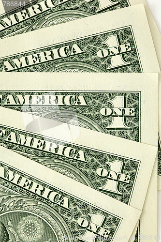 Image of Closeup shot of one dollar bills