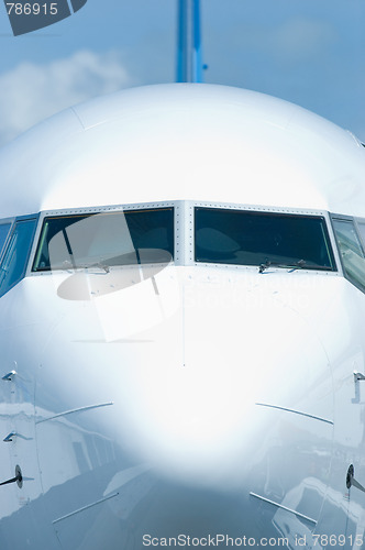 Image of Front view of passenger airplane