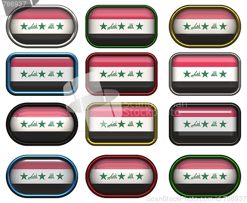 Image of 12 buttons of the Flag of Iraq