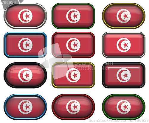 Image of 12 buttons of the Flag of Tunisia