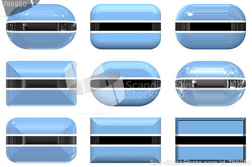 Image of nine glass buttons of the Flag of Botswana