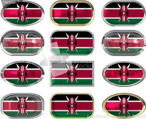 Image of 12 buttons of the Flag of Kenya
