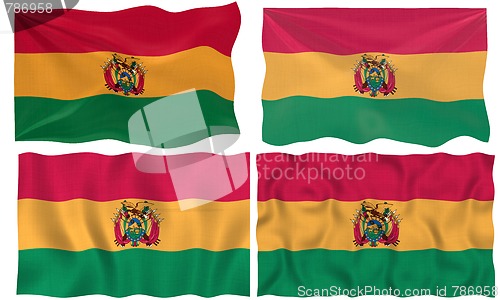 Image of four greats flags of Bolovia