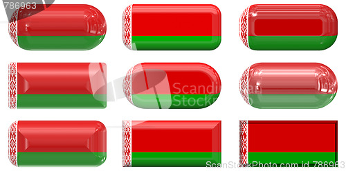 Image of nine glass buttons of the Flag of Belarus