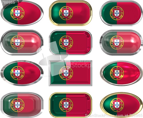 Image of 12 buttons of the Flag of Portugal