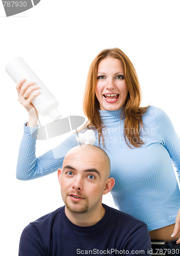 Image of shave to bold man's head