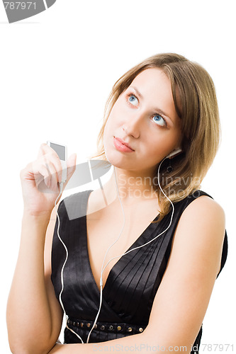 Image of Woman listen music and dreaming