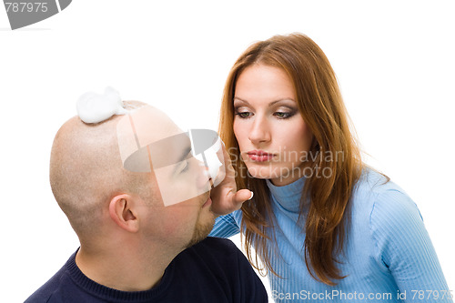 Image of couple play with shaving foam,