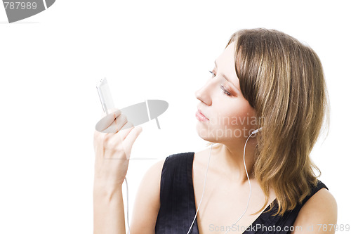 Image of Woman listen music