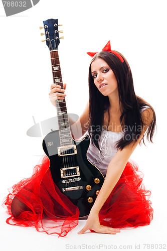 Image of Seductive woman with guitar