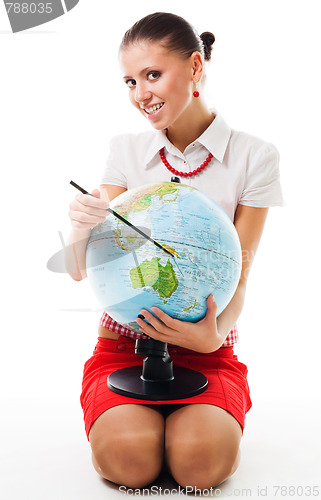 Image of woman with globe