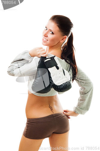 Image of Sexy woman with boxing gloves