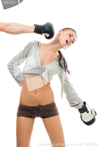 Image of Woman boxer missed hit
