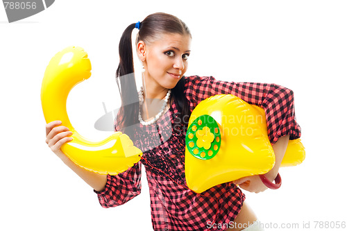 Image of Shy woman want to make a call