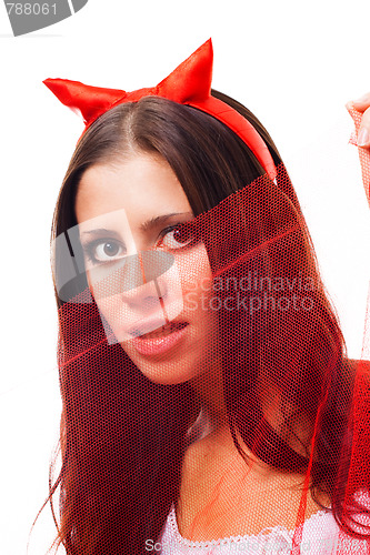 Image of Woman with horns flirting