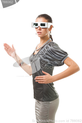 Image of woman robot in silver glasses