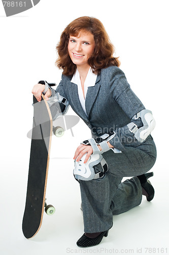 Image of Bussiness woman with skate