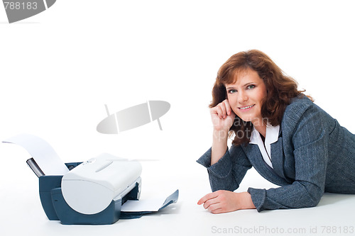 Image of Business woman with printer