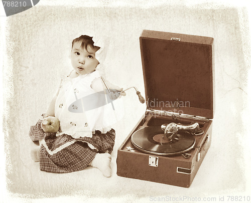 Image of child with gramophone