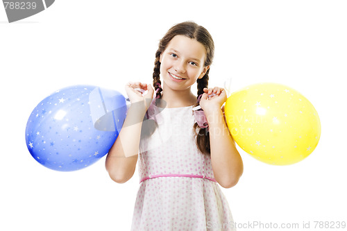 Image of Teenager girl standing with ballons