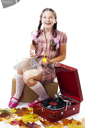 Image of fairy tale,soap bubbles and gramophone