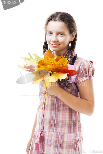 Image of Positive girl with maple leafs