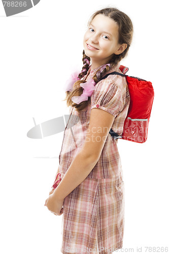 Image of Teenager girl with back pack  going to school