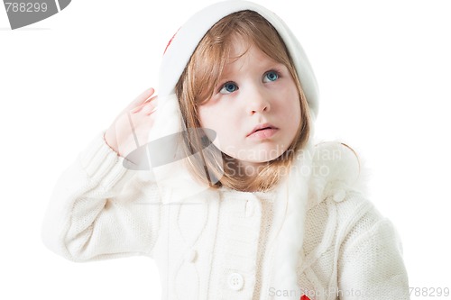 Image of Cute little girl in new year cap