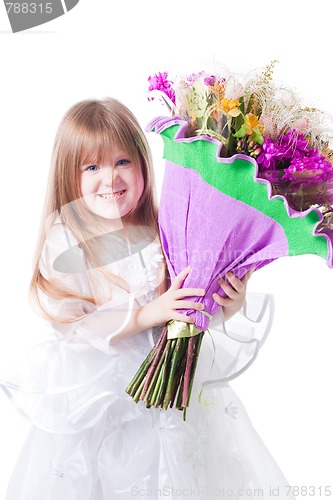 Image of Little girl with flowers