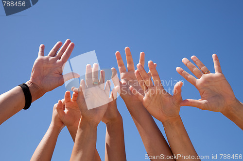 Image of hands raised to the sky