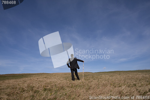 Image of businessman cleaning the environment