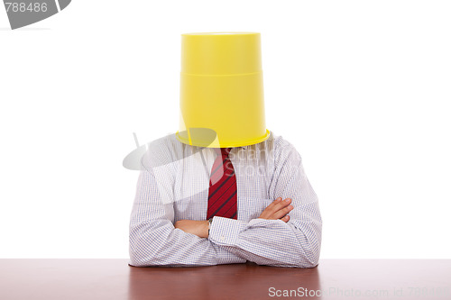 Image of Bucket head businessman