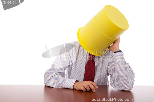 Image of Bucket head businessman