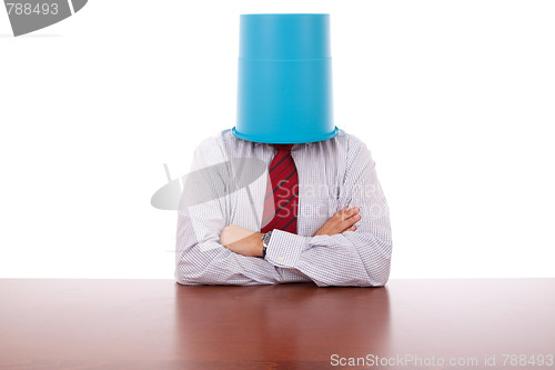 Image of Bucket head businessman