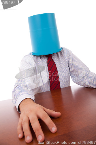 Image of Bucket head businessman