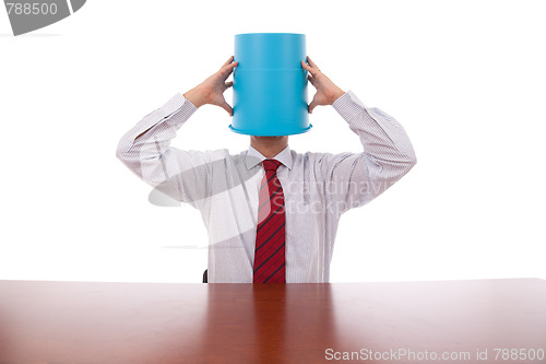 Image of Bucket head businessman