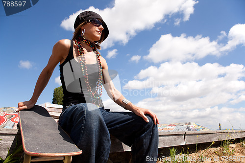 Image of cool skateboard woman