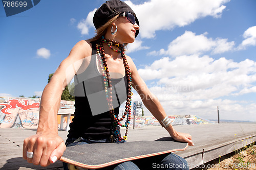 Image of cool skateboard woman