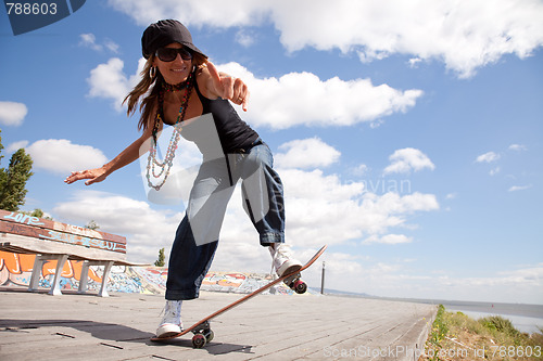 Image of cool skateboard woman