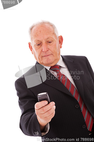 Image of Senior sending a sms