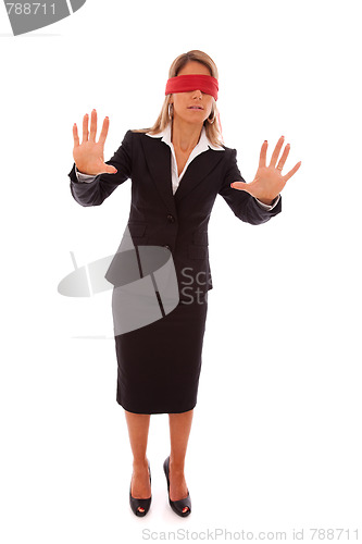 Image of blindfold businesswoman