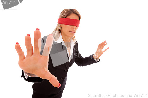 Image of blindfold businesswoman