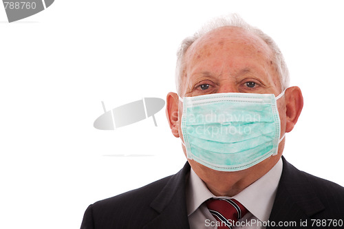 Image of Older businessman with a mask