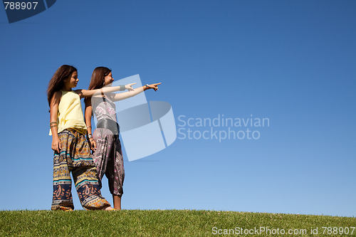 Image of Happy sisters at the field