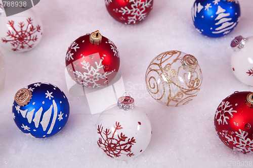 Image of Christmas balls in the snow
