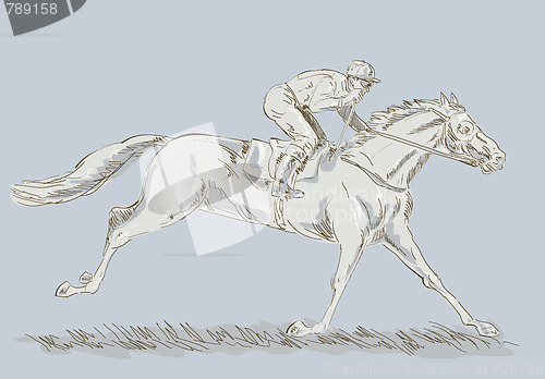 Image of Horse and jockey in a race 